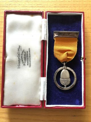 1937 Uk/british Boy Scout 1st Issue Silver Acorn Medal No Fleur De Lys Very Rare