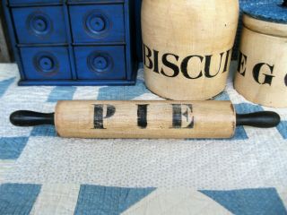 Antique Wood Rolling Pin Black And White Milk Paint Pie