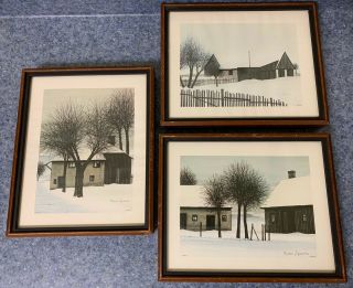 Jacques Deperthes Framed Litho Art Print Signed Arthur A Kaplan Set Of 3 Vintage