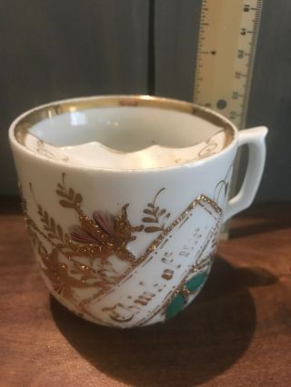 Vintage Porcelain Mustache Coffee Tea Cup Mug " Think Of Me " Gold Leaf