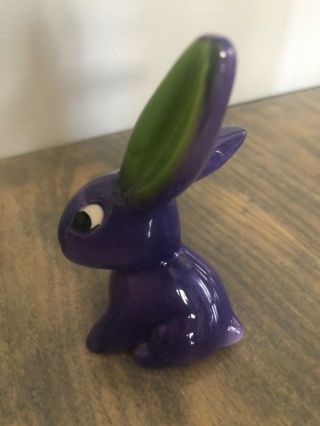 Vintage Goebel Bunny Rabbit Figurine Purple Green Big Long Ears 4”