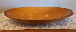 Vintage Wooden Dough Bowl - Carved Farmhouse Country Kitchen Large Oval 20 X 11