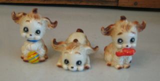 3 Vintage Porcelain Figurines Dogs Cute Puppies Floppy Ears Collectible