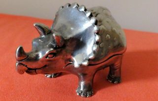 Reed And Barton Silver Plated Triceratops Figurine/paper Weight Music Box