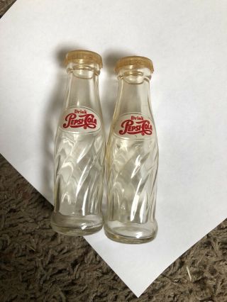 Vintage Pepsi - Cola Salt And Pepper Shakers Glass,  4 1/2 " Tall