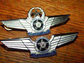 Authentic Us Marshal Usms Police United States Marshal Pilots Wings Set Rare