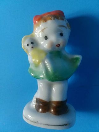 Vintage Ceramic Little Girl W/ Doll Figurine Made In Occupied Japan