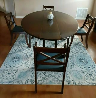 Wood Dining Room Table 4 Chairs.  Vintage Mid Century California Surfboard Style