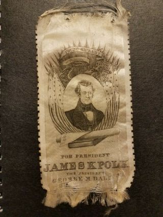 James K Polk Presidential Campaign Ribbon 1844 Rare