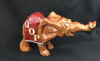 Rare Jumbo Carter Hoffman Gop Carved Wood Elephant Mascot Mid Century