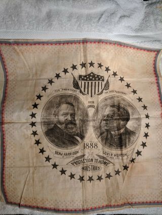 1888 Harrison/morton Presidential Campaign Bandana /handkerchief.