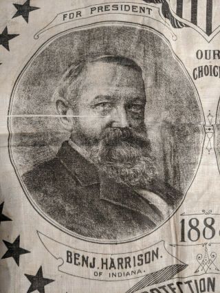 1888 Harrison/Morton Presidential Campaign Bandana /Handkerchief. 2