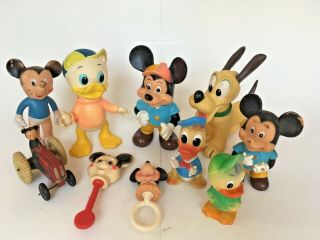 Vintage 1950s Disney Rubber Squeak Rattle Toys Mickey Donald Goofy Sun Japan,  10