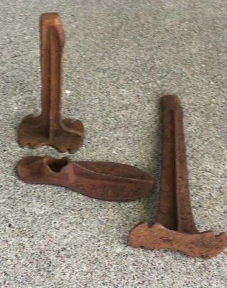 Antique Shoe Last Stand Cobblers Vtg Primitive Cast Iron Form Usa Display Anvil