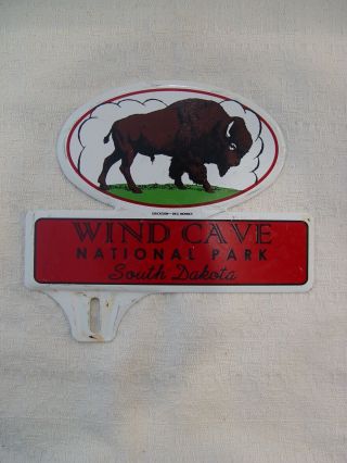 Old Wind Cave National Park South Dakota Buffalo Souvenir License Plate Topper