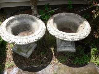 2 Vintage Large Heavycement Planters - Flower Pot 18 Inches High 24 Inches Wide
