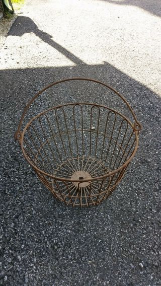 Vintage Antique Wire Egg Gathering Basket Large 14 Inch Rustic 1 Thru 7 Planter?