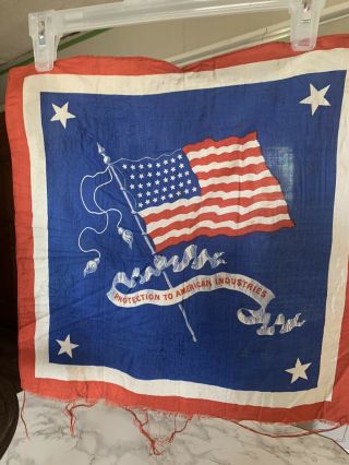 Protection To American Industries Silk Political Banner 38 Star Flag Republican 2