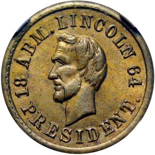 Abraham Lincoln Political Campaign Patriotic Civil War Token Union Shield Ngc