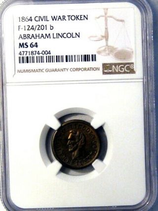 Abraham Lincoln Political Campaign Patriotic Civil War Token Union Shield NGC 3