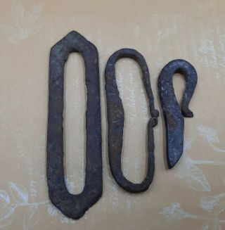 Set Of 3 Rare Antique Fire Strikers Hand Forged Iron Primitive Tool