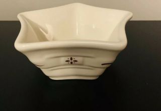 Longaberger Pottery 5 " Star Dish " Woven Traditions " Ivory/red -