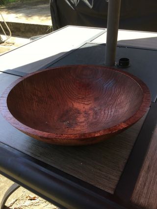 Vintage Primitive Wooden Wood 12” Dough Bowl Hand Turned Pecan