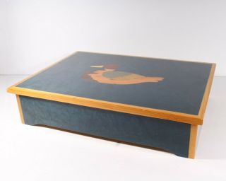 Vintage Italian Marquetry Inlaid Wood Jewelry Box with Duck Design 2