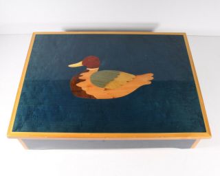 Vintage Italian Marquetry Inlaid Wood Jewelry Box with Duck Design 3