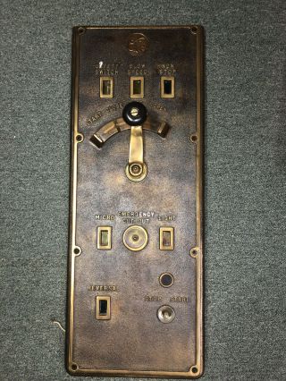 Vintage Heavy Brass Otis Elevator Control Panel