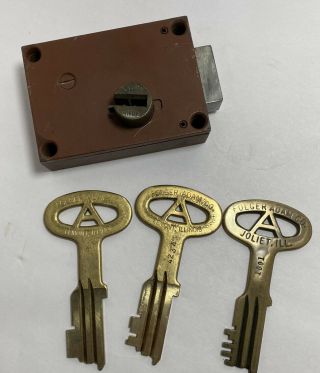 Vintage Adam Prison Or Jail Cell Lock With Key And 2 Extra Keys