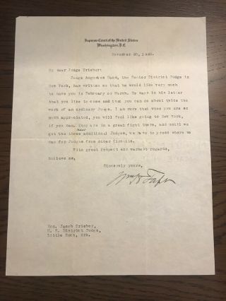 William H.  Taft 1925 Typed Letter Signed As Chief Justice Of The Supreme Court