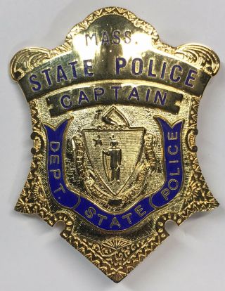 Massachusetts State Police Captain Badge - 2 1/2 " Obsolete Collectible Badge