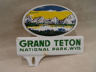 Old Grand Teton National Park Graphic Souvenir Metal License Plate Topper Sign