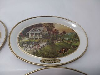 Set Of 4 Currier and Ives Mini Tin Plates Vintage Made In USA Seasons 3