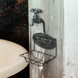 Vtg - Inspired Country Farmhouse Rustic Metal Wire Water Spigot Faucet Soap Dish
