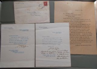 2 William H.  Taft Signed Letters To Liberty Masonic Lodge Beverly Ma.  1912