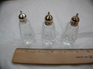 Small Vintage F.  B.  Rogers Crystal Salt And Pepper Shakers Set Of 3