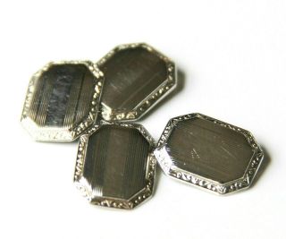 Vintage 10k White Gold Art Deco Octagonal Double - Sided Cuff Links 3.  71 Grams