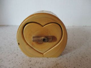 Vintage,  Carved Wood Box,  Heart Drawer,  2 1/2 " High X 2 1/2 " Wide,  Ring Size Box
