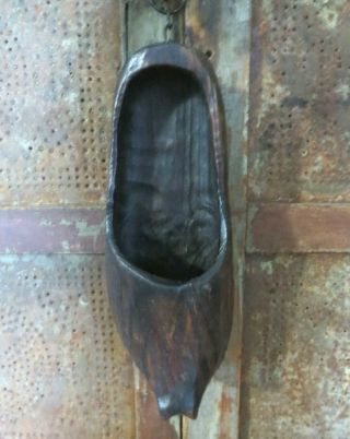 Antique Carved Wooden Black Forest Dutch Shoe Wall Pocket Wall Box Aafa