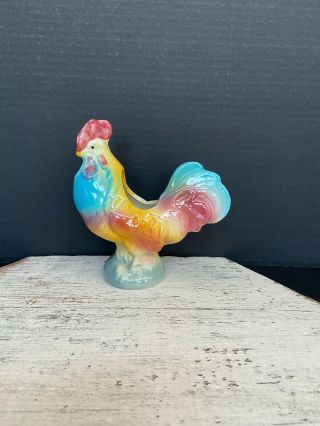 5 " Vintage / Mid - Century Rooster Planter - Red,  Blue,  And Yellow - No Flaws