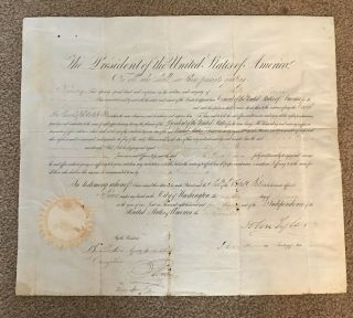 John Tyler Document Signed As President - Countersigned By John C.  Calhoun