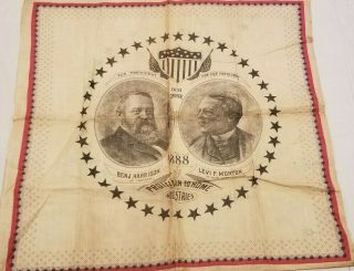 Benj.  Harrison & Levi Morton 1888 Political Campaign Handkerchief Bandana
