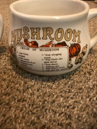 Set of 2 - Vintage Soup Mugs Bowls Recipe Cups Chicken & Mushroom Soup Recipes 3