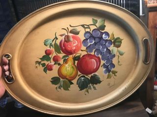 Vintage Metal Tray Hand Painted Nashco Products York