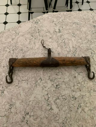Vintage Primitive Ox/horse Wooden Yoke With Hooks,  Great Condition18 "