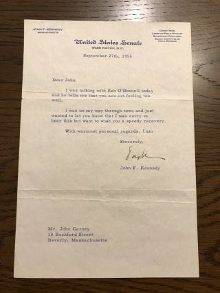 John F.  Kennedy 1956 Typed Letter Signed As Senator - President - Jfk - Jsa Loa