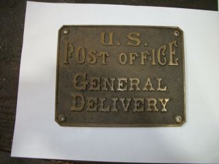 Antique Brass Post Office General Delivery Sign