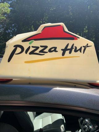 Vintage Pizza Hut Car Roof Topper Delivery Magnetic Sign Light Up Advertising 2
